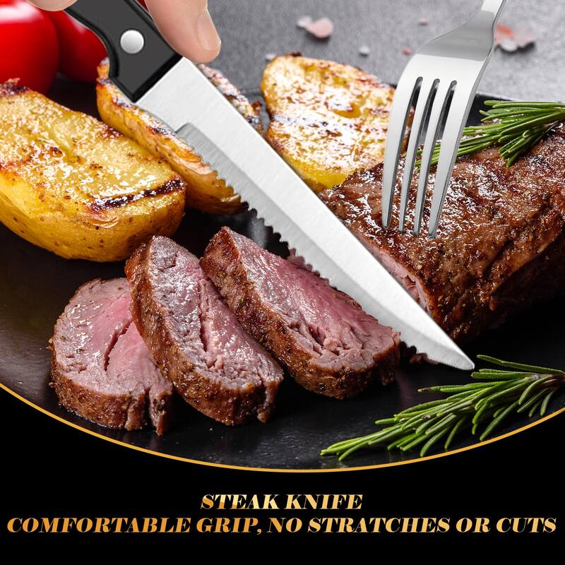 48 Pieces Flatware Set With Steak Knives Stainless Steel Service For 8