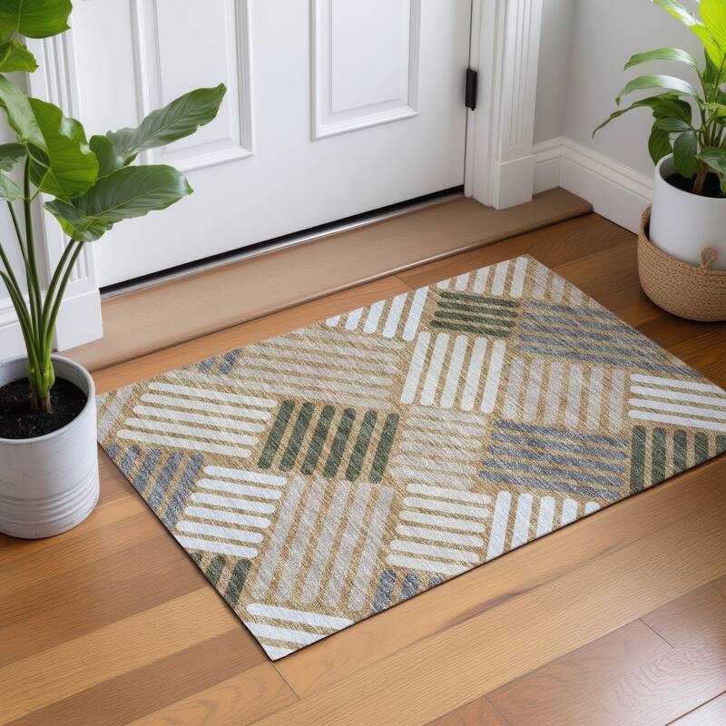 Machine Washable Indoor/ Outdoor Modern Weave Chantille Rug