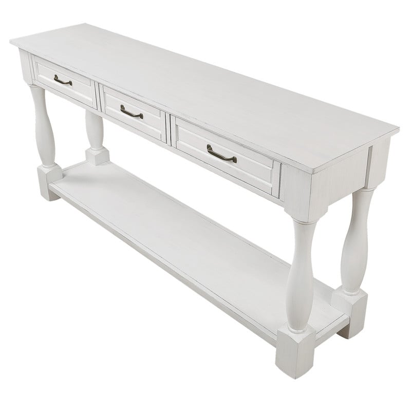 63inch Long Wood Console Table with 3 Drawers and 1 Bottom Shelf for Entryway Hallway Easy Assembly Extra-thick Sofa Table
