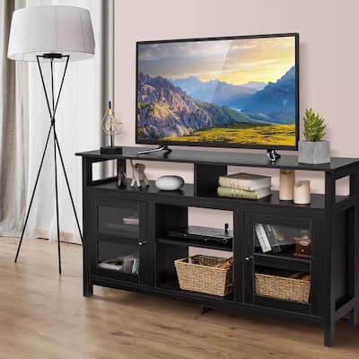 58" TV Stand Entertainment Console W/ 2 Cabinets Up to 65" Black - 58 inches