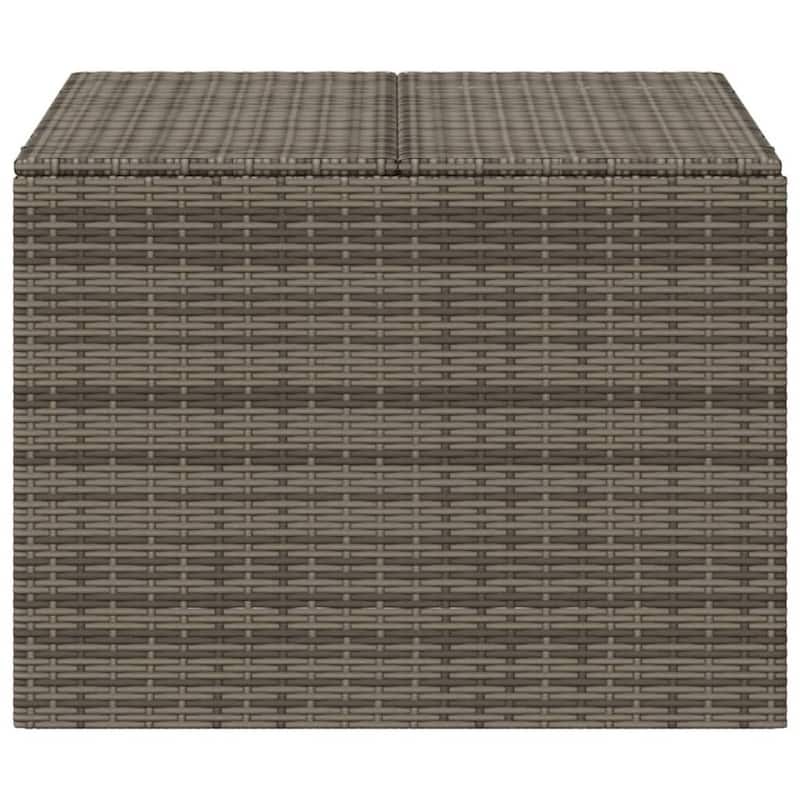 Outdoor Garden Storage Chest, Gray Poly Rattan, Powder Coated Steel