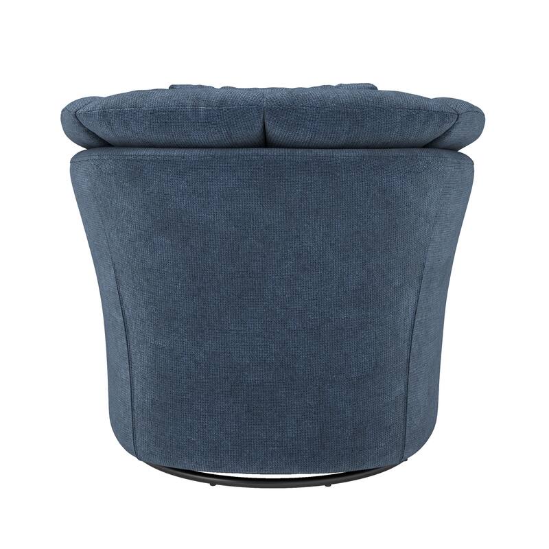 Upholstered Swivel Accent Chair Barrel Armchair Metal Frame with Pillows Living Room Chair