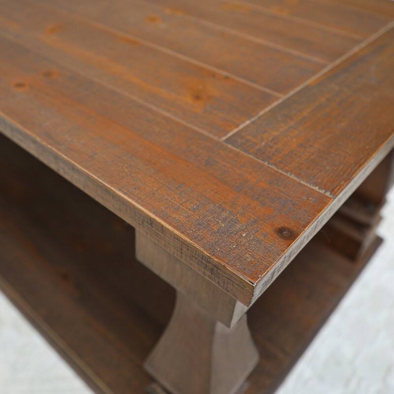 Farmhouse 47.24" Coffee Table with Heavy Planked Top and Storage for Rustic Living Room Style