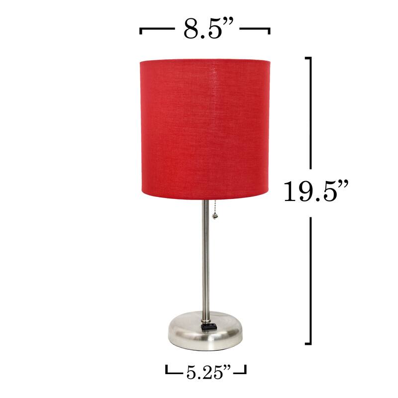 19.5" Modern Table Lamp with USB Charging Port and Fabric Shade for Home Office or Bedroom