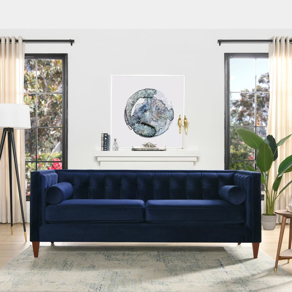 Jack 84" Mid-Century Modern Tuxedo Sofa with Bolster Pillows