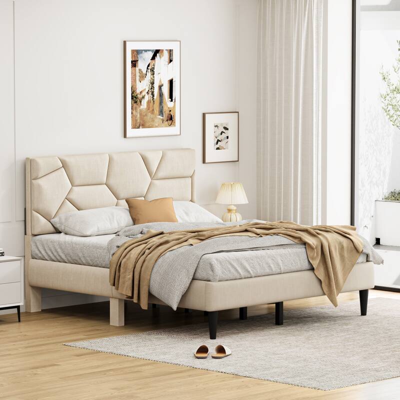 Queen Size Platform Bed with Non-Slip Legs, Under-Bed Storage, and No Box Spring Needed