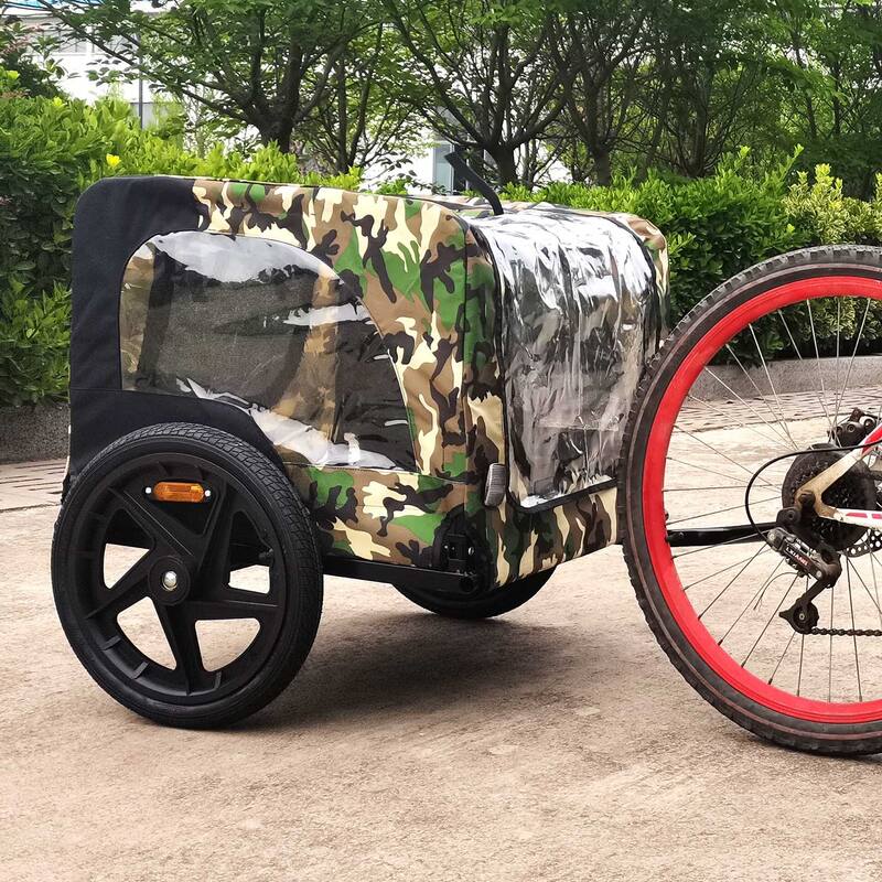 Medium Pet Bike Trailer with Powder-Coated Steel Frame, 88 lbs Weight Limit, Leash and Reflectors for Safety