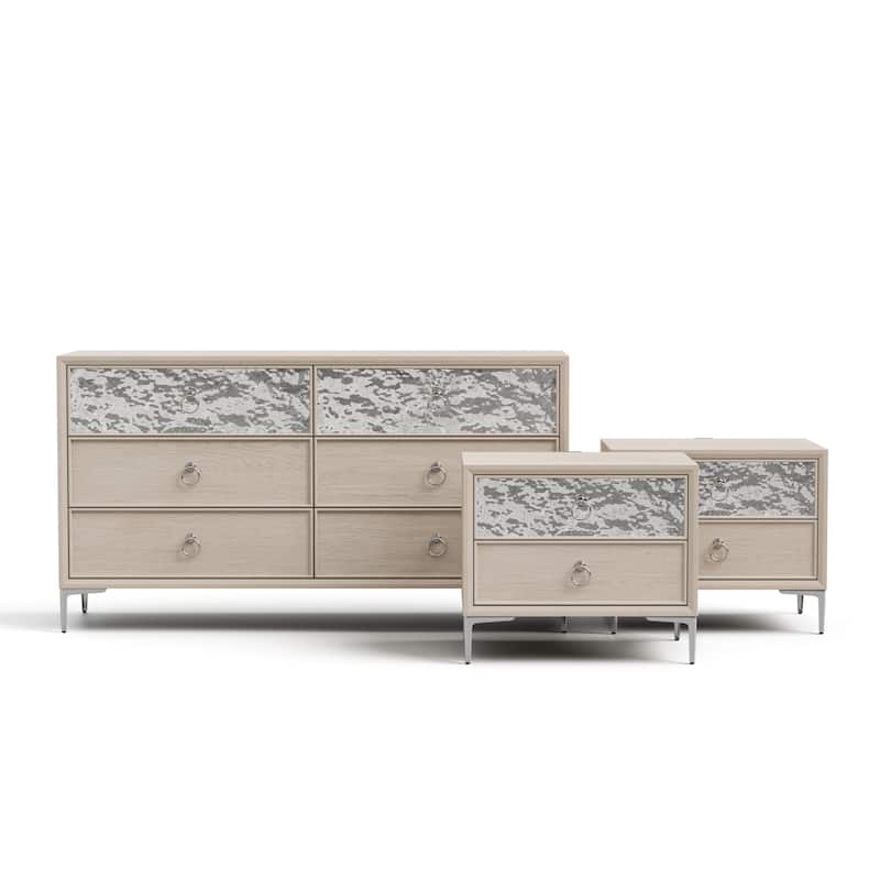 Furniture of America Fable Modern 3-Piece Solid Wood Dresser and 2-Nightstand Bedroom Set