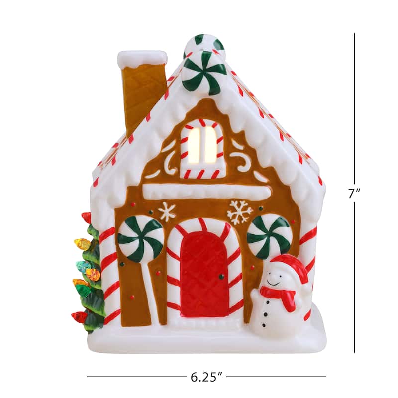 7" Nostalgic Ceramic Lit Gingerbread House - Brown
