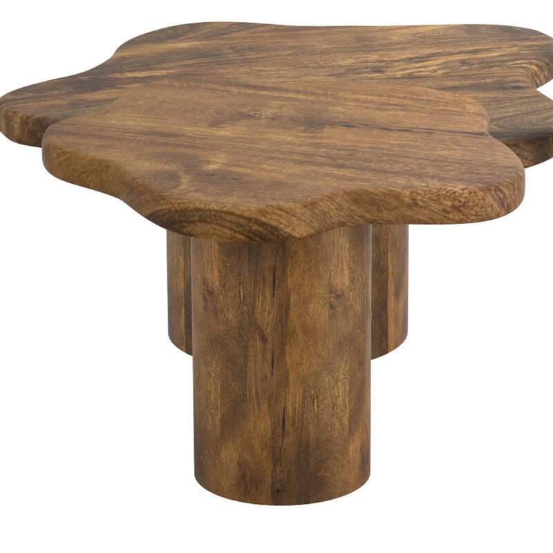 Mid-Century Modern Solid Mango Wood Small Coffee Table