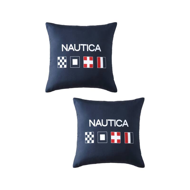 Nautica Printed Decorative Throw Pillows - Flag Blue