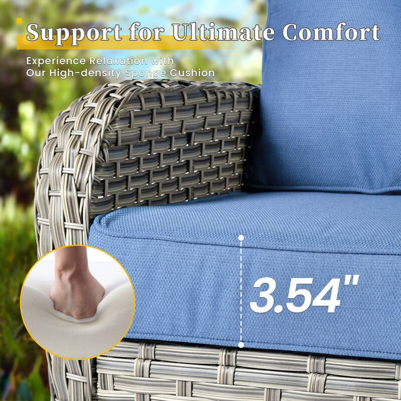 HOOOWOOO 3-piece Outdoor Patio Wicker Rattan High Back Swivel Chair Set