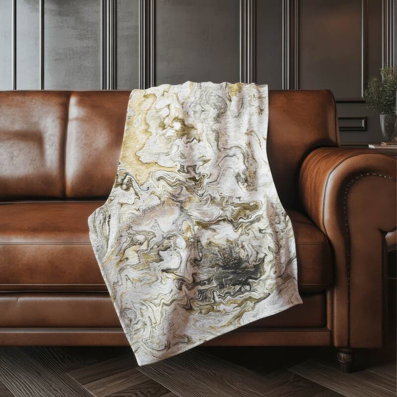 Premium Machine Washable Abstract Watercolor Sherpa Throw Blanket - Taupe - 4'2" x 5'10"