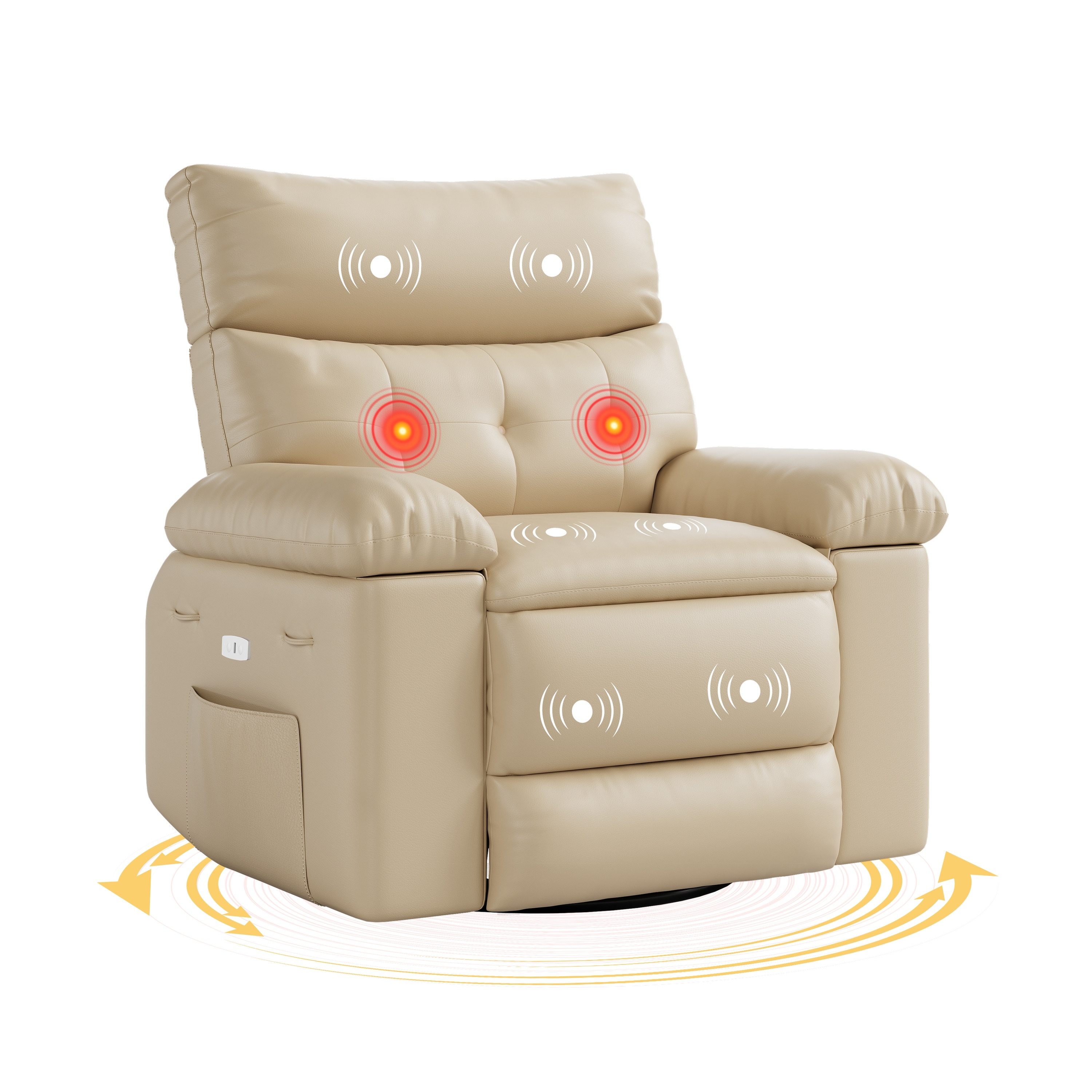 Garvee 27" Oversized Recliner Chairs with Heat, Massage and Remote Control