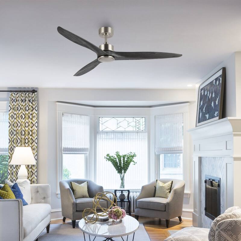 GetLedel 60" Solid Wood 3-Blade DC Motor Ceiling Fan with Remote Control