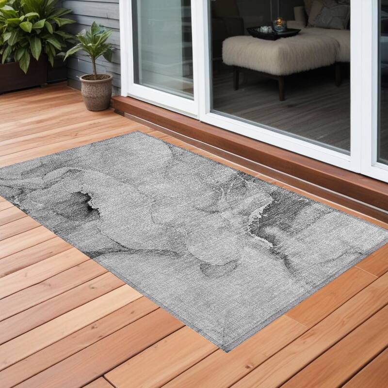 Lalu Artistic Abstract Weather Resistant Classic Meets Modern Outdoor Rug - 2' x 3' - Multi