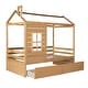 preview thumbnail 14 of 25, Twin Size House Bed with Two Drawers & Guardrail