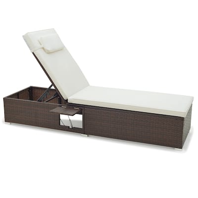 Gymax Chaise Lounge w/ 6-level Backrest Comfy Seat & Headrest Backyard
