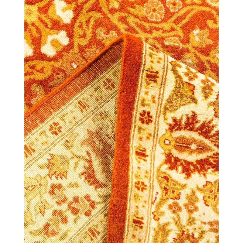 Overton Hand Knotted Wool Vintage Inspired Traditional Mogul Orange Runner Rug - 4 x 6