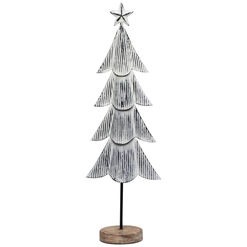 Embossed Layered Metal Christmas Tree Decoration - 20"