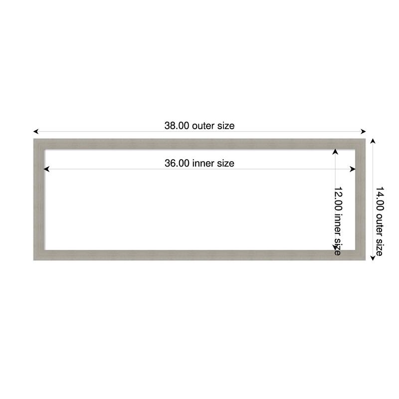 Amanti Art Woodgrain Stripe Blonde Framed Dry Erase Magnetic Board - 38 x 14 in - Woodgrain Stripe Grey