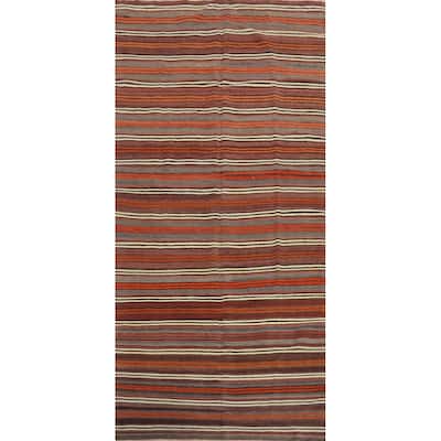 Hand Woven Oriental 100% Wool Carpet Southwestern Geometric Multi-Colored Kilim Area Rug - 12' 1'' X 5' 1''