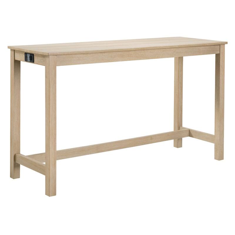 4-Piece Bar Table Set with Power Outlet and Comfortable Padded Stools for Dining and Entertaining