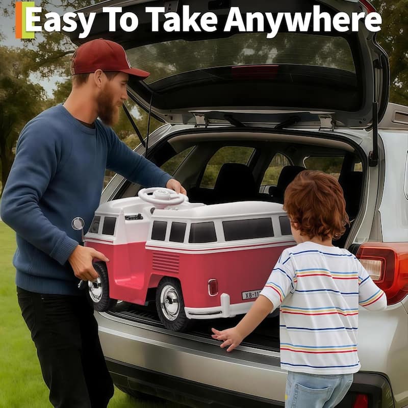 6V Electric Ride on Car, Licensed Volkswagen Ride on Bus for Kids, Pink
