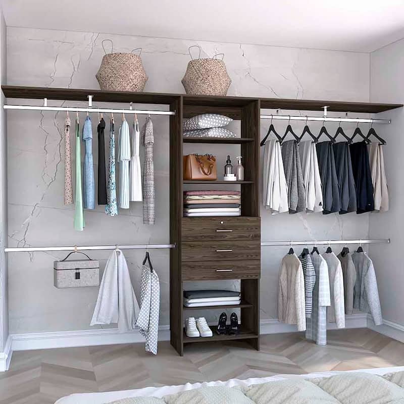 TUHOME Plego Closet Organization System, with Open & Closed Storage