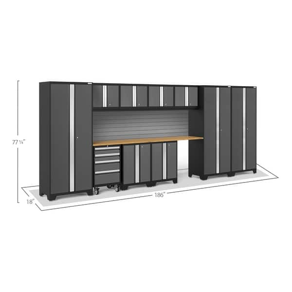 dimension image slide 0 of 9, NewAge Products Bold Series 12-pc. Steel Garage Cabinet Set