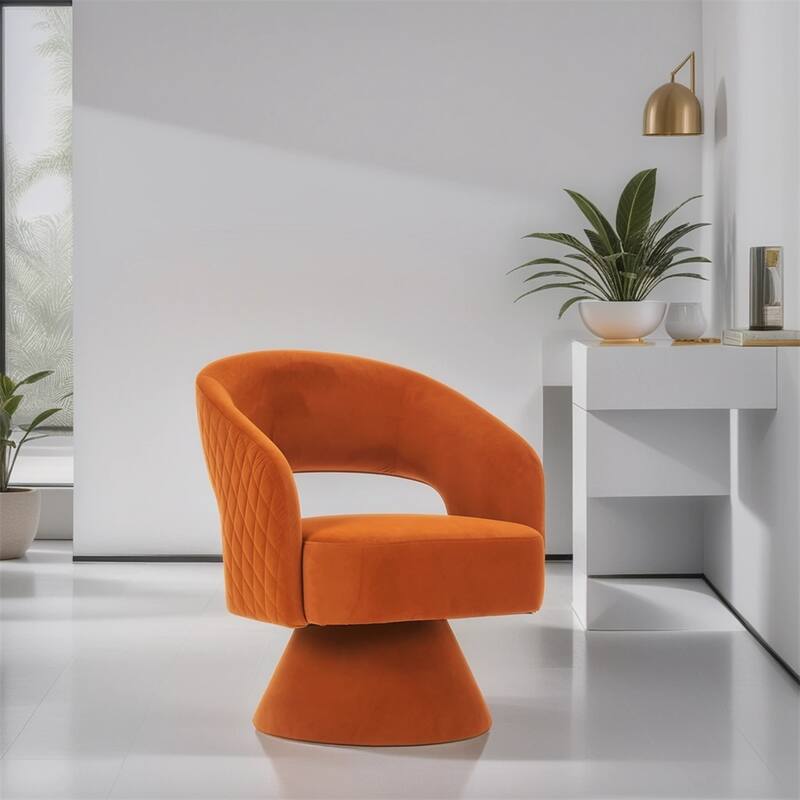 Swivel Accent Chair Armchair,Round Barrel Chair in Fabric,velvet