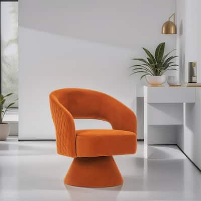 Swivel Accent Chair Armchair,Round Barrel Chair in Fabric,velvet