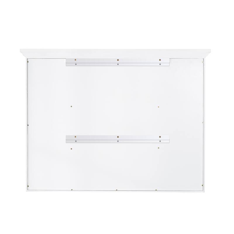 40"W X30"H Surface Mount Solid Wood Framed Medicine Cabinet With Mirror And Wooden Shelves