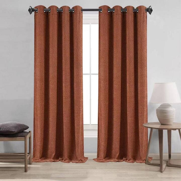 Boucle Textured Grommet Window Curtain Panel, 54x84 Inches - Rust