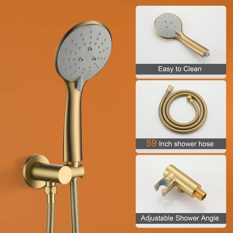 5-Spray Patterns with 2.5 GPM 12 in. Ceiling Mount Dual Shower Heads with Valve Included