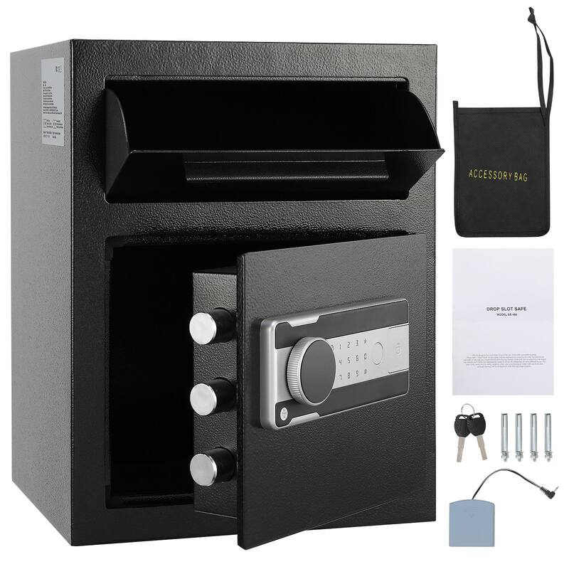 Depository Safe, Deposit Safe with Drop Slot, Electronic Code Lock and 2 Emergency Keys, Business Drop Slot Safe - 1.7 Cub
