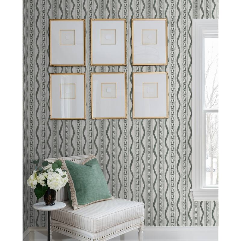 Erin Gates Rhys Green IKAT Stripe Wallpaper