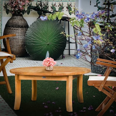Chic Teak Italy Round Outdoor Teak Wood Patio Coffee Table, 39 inch
