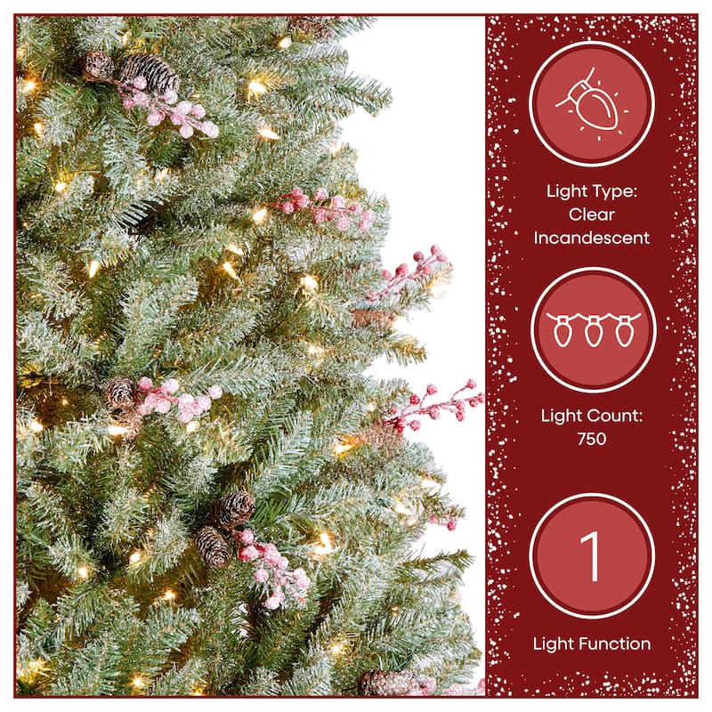 National Tree Company 7.5 ft Pre-Lit Dunhill Fir Artificial Christmas Tree with 750 Clear Lights, Includes Metal Stand