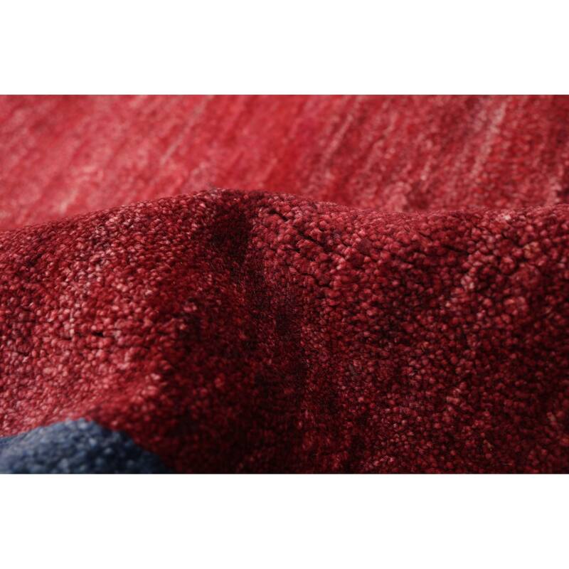 ECARPETGALLERY Hand-knotted Pak Finest Gabbeh Red Wool Rug - 7'9 x 7'8