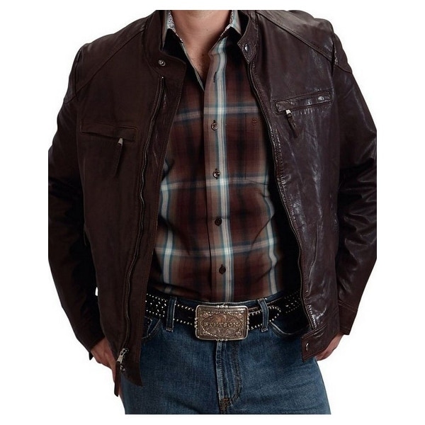 Stetson Western Jacket Mens Zip Leather Brown