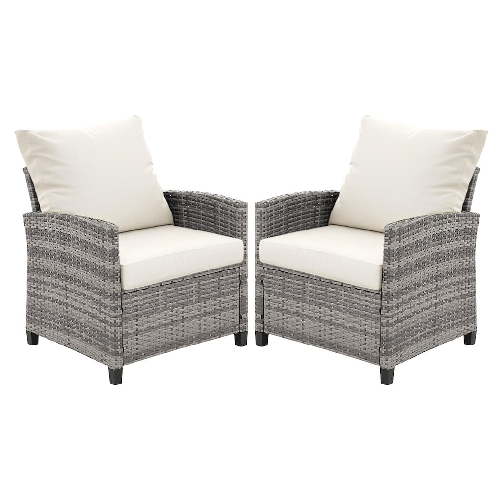 2-Seater Outdoor Wicker Sofa Couch with Comfy Beige Cushions
