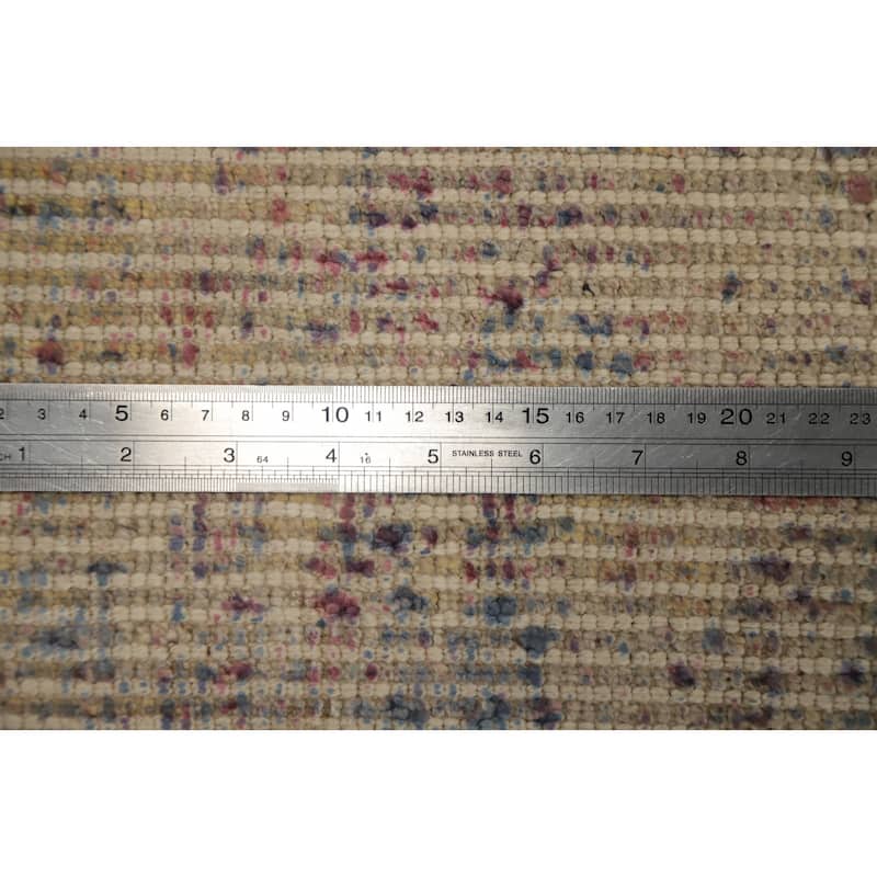 Hand Knotted Oriental Viscose Silk Carpet Modern All-Over Multi-Colored Abstract Area Rug - 7' 8'' X 5' 5''