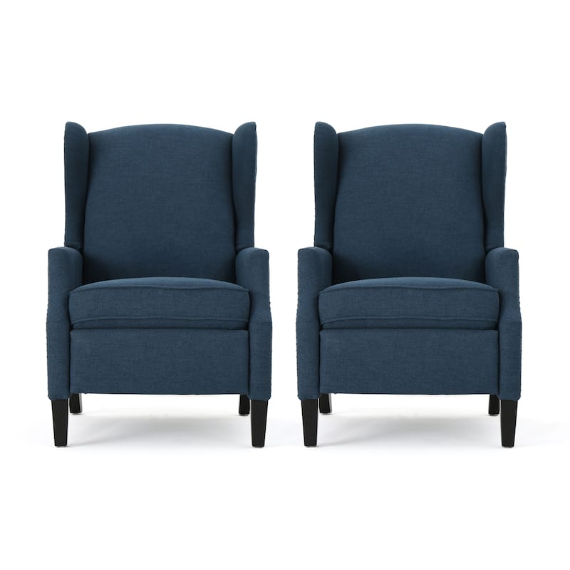 Wescott Contemporary Recliners (Set of 2) by Christopher Knight Home - Navy Blue + Dark Brown