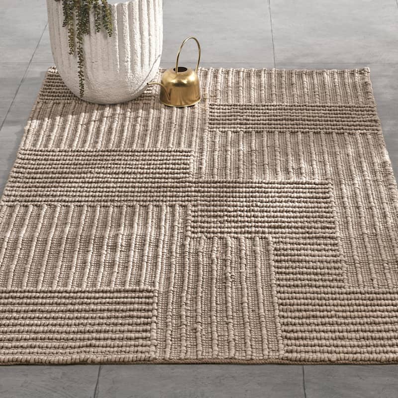Villa by Classic Home Clayton Recycled Fabric Accent Rug - 8x10 - Beige