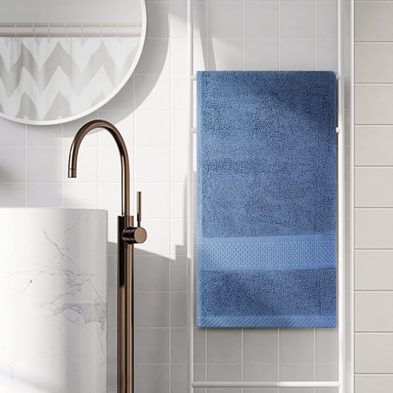 100% Cotton Hand Towels 14" x 30", Lightweight, Soft, Absorbent Washcloths Set for Home Bathroom Hotel - 14" x 30" - Blue