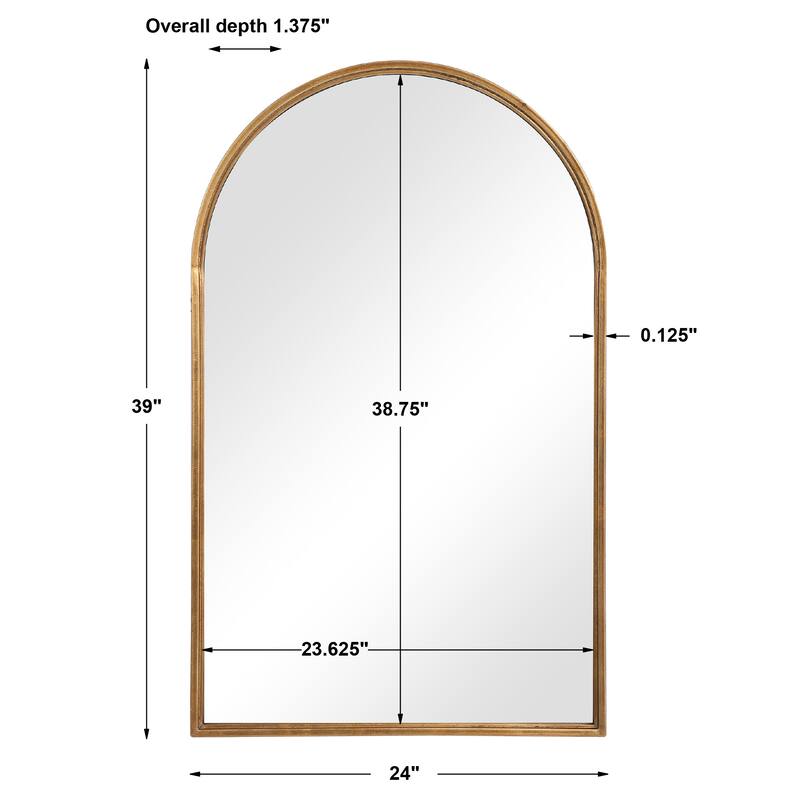 Porch & Den Antiqued Gold Leaf Arched Wall Mirror