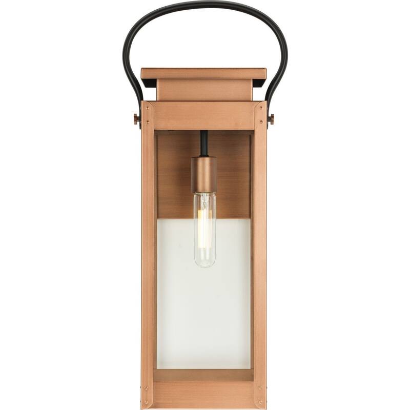 Union Square One-Light Large Antique Copper Urban Industrial Outdoor Wall Lantern - 9.75 in x 8 in x 23.62 in
