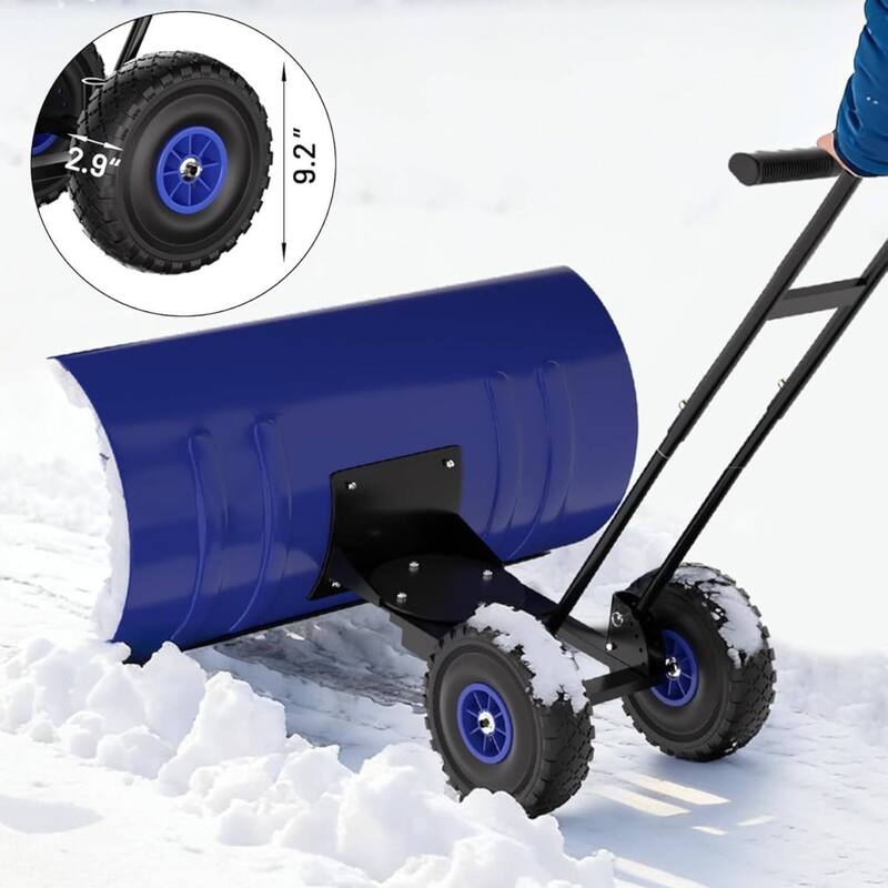 Heavy Duty Double Rod 29-Inch Steel Snow Shovel Plow for Driveways, Sidewalks, Yards