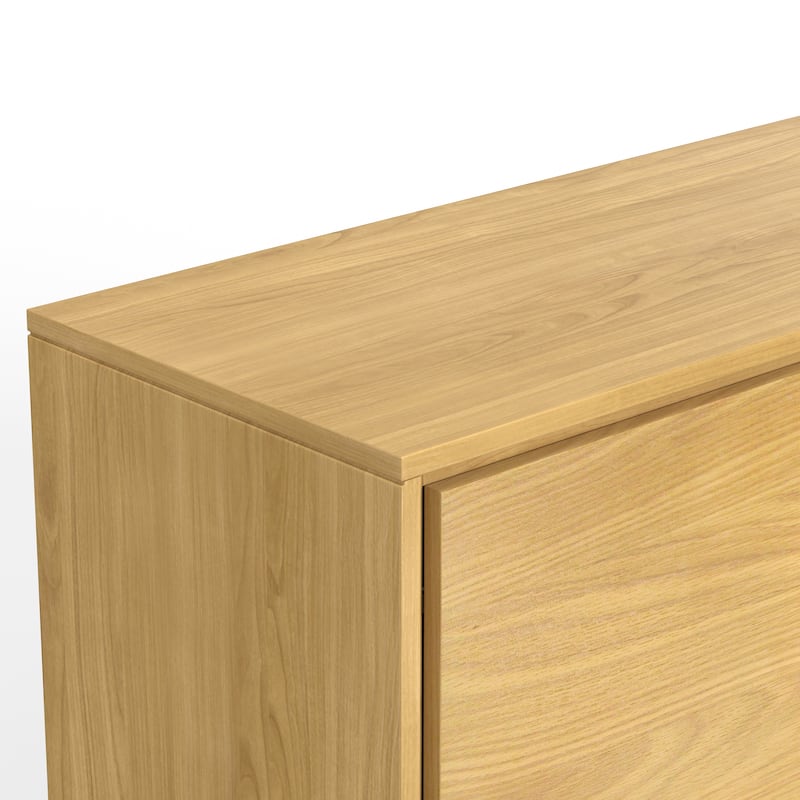 WYNDENHALL Mitchell Metal 60 inch Wide Rectangle Modern Industrial Sideboard Buffet in OAK WOOD - 60'' x 17'' x 30